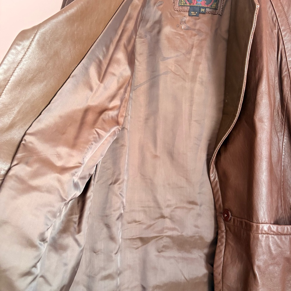 💚LNR Vintage Brown Leather Coat - Picture 5 of 9